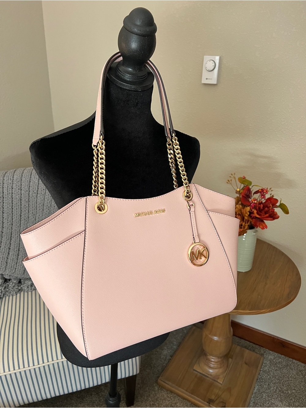 Michael Kors Blush Pink Saffiano Leather Tote with Gold Hardware